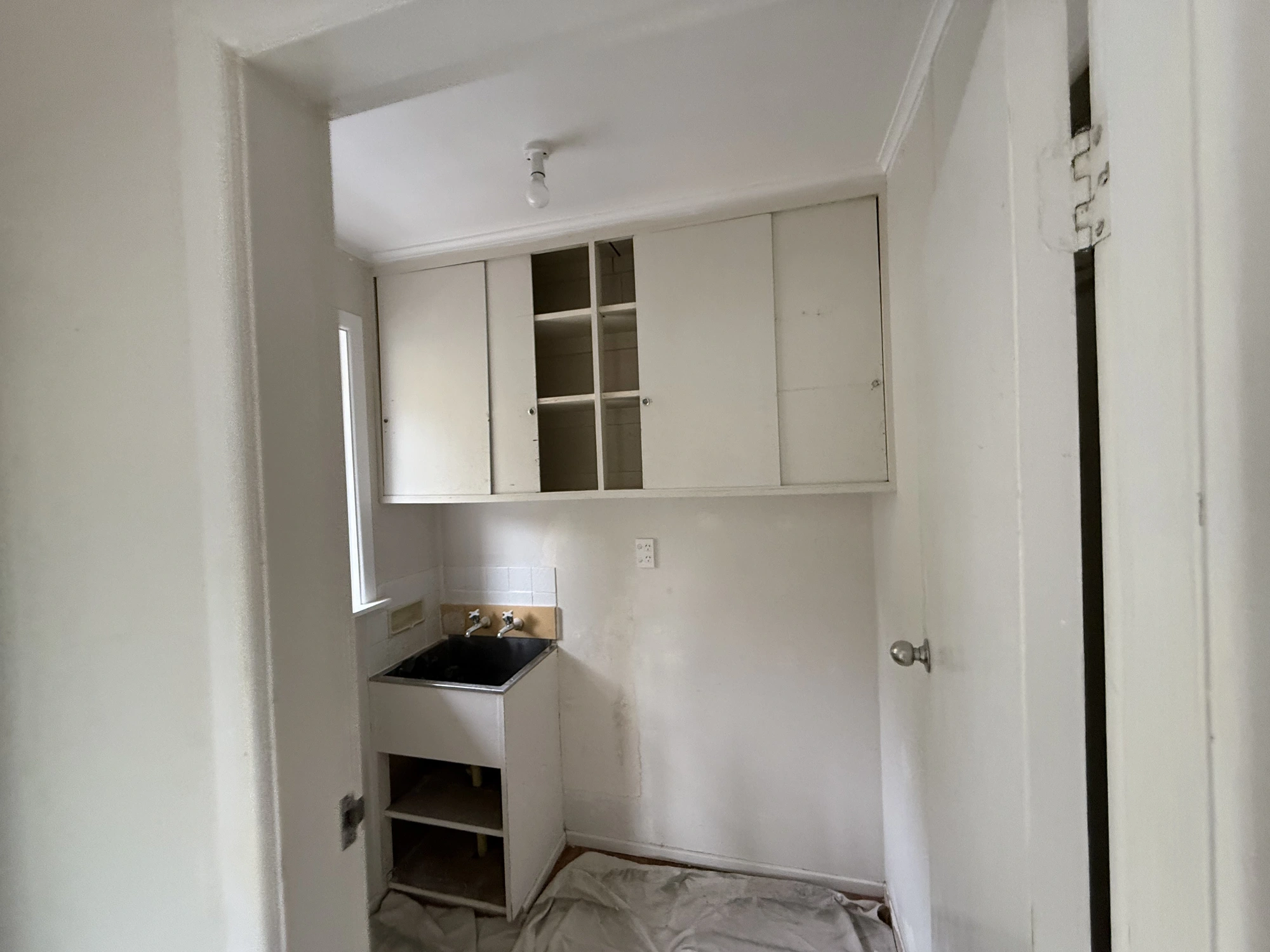 During stage painting progress captured while finishing is underway